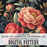 Peony Floral Tumbler Design, Watercolor Flower Digital Papers, Junk Journal Pages, Printable Tumbler Png, Digital Scrapbooking Paper thumbnail 13
