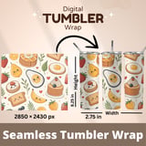 Digital Food Pattern, Digital Breakfast Pattern, Cute Food Illustration, Digital Seamless Pattern, Food Clipart, Digital Bundle Pattern thumbnail 9