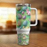 Easter Bunny Tumbler Wrap, 40oz Sublimation Design, Seamless Distressed Tapered, Digital Download, Easter Egg Pattern thumbnail 2