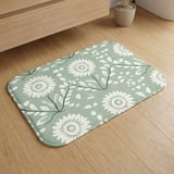 Sage Green Floral Shower Curtain and Bath Mat Set, Folk Art Botanical Flower Bathroom Decor, Cottagecore Farmhouse Boho Bath Set Gift thumbnail 9