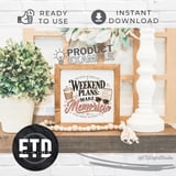 Weekend Plans Make Memories PNG, Coffee Lover Retro Weekend Vibes Clipart, Inspiring Quote Summer Travel Graphic thumbnail 15