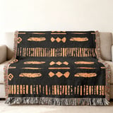 Gold Black Mud Cloth Velveteen Blanket, African Tribal Woven Blanket, Boho Abstract Art Throw Pillows, Ethnic Home Decor Gift thumbnail 9