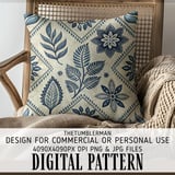 Vintage Indigo Tile Digital Design Size Bundle Png thumbnail 5