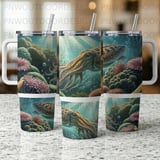 Cuttlefish Sublimation Wrap 40oz Tumbler Digital Design, Ocean Life Seamless PNG, Marine Animal Under Sea Art Distressed Wrap thumbnail 5