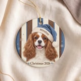 Cavalier King Charles Spaniel Ornament, Christmas 2026 Dog Ornament, Cute Blue Santa Hat Pet Keepsake Holiday Tree Decor Dog Mom Gift thumbnail 5