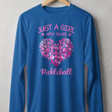 Pickleball Sport-Tek Long Sleeve Tee, Just A Girl Who Loves Pickleball, Sun Shield Shirt thumbnail 6