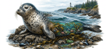 Coastal Seal Tumbler Wrap Digital Design 40oz | Ocean Lighthouse Beach Tumbler PNG Sublimation File | Marine Life Tumbler Art for Sea Lovers thumbnail 13