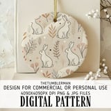 Digital Bunny Pattern, Seamless Rabbit Design, Floral Print, Digital Paper, Digital Bundle, Pastel Colors, Nursery Decor, Easter Theme thumbnail 3