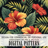 Hibiscus Tumbler Design, Tropical Flower Digital Paper, Colorful Floral Backgrounds, Printable Tumbler Png, Junk Journal Pages, Digital thumbnail 13