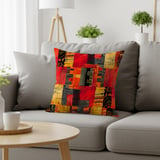 Modern Abstract Art Velveteen Blanket, Geometric Woven Throw Pillow, Red Orange Eclectic Decor, Contemporary Home Art Statement thumbnail 19
