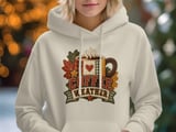 Coffee Weather Sweatshirt, Cozy Fall Coffee Lover Hoodie, Rustic Quilted Patchwork Print Autumn Aesthetic Crewneck, Cute Fall Tote Bag thumbnail 11