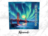 Golden Gate Northern Lights Digital Tumbler Wrap, Full Moon & Aurora Borealis 20oz Skinny Straight PNG Design thumbnail 6
