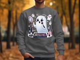 Cute Ghost T-Shirt, Spooky Glam, Halloween T-Shirt, Makeup Ghost, Ghost With Halo, Kawaii Tee, Halloween Shirt, Funny Ghost Tee thumbnail 6
