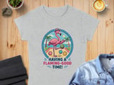 Flamingo Bocce Ball T-Shirt - Having a Flaming-Good Time! Retro Tropical Vacation Tee, Funny Summer Beach Party Shirt thumbnail 1