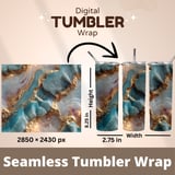 20 oz Skinny Tumbler Wrap Sublimation Design, Blue Gold Agate Straight and Tapered Wrap png, Digital Tumbler, Instant Download thumbnail 5