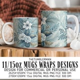 Winter Floral Tumbler Design, Digital Paper Pack, Watercolor Flowers, Printable PNG, Floral Junk Journal, Scrapbooking Paper thumbnail 4