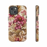 Floral iPhone Case: Vintage Style, Baroque Design, Burgundy Flowers, Ornate thumbnail 2