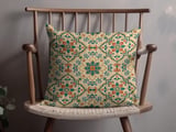 Moroccan Tile Pillow Case | Teal Orange Yellow Boho Accent Cushion Cover | Mediterranean Decor Housewarming Gift thumbnail 4