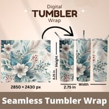 Floral Tumbler Digital Paper, Watercolor Flower Backgrounds, Junk Journal Pages, Printable Png, Scrapbooking Paper, White Flower thumbnail 8