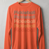 Pickleball Sport-Tek Long Sleeve Tee, Retro Striped Font Multi Line Pickleball Repeat Graphic, Sun Shield Shirt thumbnail 4