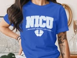 NICU Nurse Gingham T-Shirt: Blue Plaid Design, Neonatal Intensive Care, Baby Footprints thumbnail 2