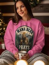 Mama Bear Prays Hard Rustic Christian Mom Art, Faith-Based Mountain Bear Family Design for Strong Motherhood Other thumbnail 15