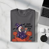 Goose Witch T-Shirt, Halloween Tee, Waiting For Halloween, Spooky Season Shirt, Goose Lover Gift, Cute Pumpkins T-Shirt, Bats and Stars thumbnail 6