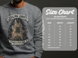 Sailing Ghost Ship All Hands On Deck Nautical Vintage Engraving Graphic Crewneck Sweatshirts thumbnail 7