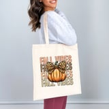 Fall Vibes Pumpkin Bow Tote Bag thumbnail 3
