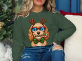 Goldendoodle Christmas Reindeer Antlers Sunglasses Candy Cane Bow Tie Holiday Dog Graphic Standard T-Shirts thumbnail 8