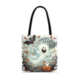 Halloween Tote Bag, Ghost Tote, Autumn Leaves, Bat Kite, Cat in Pumpkin, Spooky Season, Fall Vibes, Halloween Decor, Trick or Treat Bag thumbnail 5