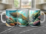 Sea Turtle Mug Sublimation Wrap, Underwater Ocean Life 11oz 15oz Design, Vibrant Coral Reef Marine Turtle Digital thumbnail 10