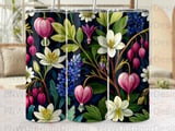 Dark Floral Tumbler Wrap PNG, 20oz Skinny Tumbler Sublimation Design, Seamless Bleeding Heart Digital File + Car Coasters thumbnail 5