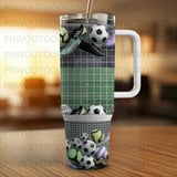Soccer Balls and Cleats 40oz Tumbler Sublimation PNG, Distressed Seamless Tapered Wrap, Add Name, Digital Download, Free Car Coasters thumbnail 3