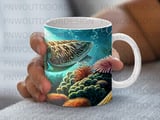 Sea Turtle Mug Sublimation Wrap, Underwater Ocean Life 11oz 15oz Design, Vibrant Coral Reef Marine Turtle Digital thumbnail 5