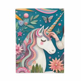 Magical Unicorn Blanket Pillow Pillow Case: Floral Girl Art, Rainbow, Fantasy thumbnail 3