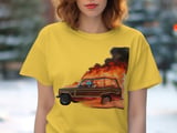 Grand Wagoneer T Shirt, Skeleton Driver, Car On Fire Tee, Automotive Enthusiast Gift, Hot Rod Tee Shirt, Car Lover Apparel, Burning Car thumbnail 6