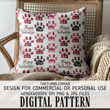 Valentine Paw Print Digital Pattern, Buffalo Plaid Dog Paws, Digital Bundle, Pet Lovers, Happy Valentine's Day, Sublimation Design thumbnail 5