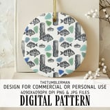Digital Pattern, Fish Crab Sea Glass Wood, Marine Life Print, Digital Bundle, Seamless Pattern, Fabric Design, Sublimation Design thumbnail 3