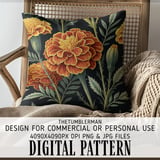 Marigold Tumbler Design, Digital Paper, Floral Background, Junk Journal Pages, Scrapbooking Paper, Printable Tumbler Png, Orange Flowers thumbnail 5