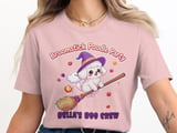 Broomstick Poodle Party Halloween Sweatshirt, Cute Dog Witch Graphic, Fall Festive Apparel, adult and kid size t-shirts thumbnail 2