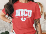 NICU Nurse Gingham T-Shirt: Blue Plaid Design, Neonatal Intensive Care, Baby Footprints thumbnail 3