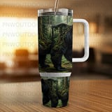 Black Bear Forest 40oz Tumbler Sublimation PNG, Distressed Tapered Seamless Wrap, Digital Download, Free Car Coasters thumbnail 4