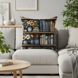 Bookshelf Throw Blanket and Pillow:  Cozy Floral Blanket,  Bookish Gift Decorative Pillow thumbnail 3