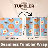 Digital Bundle Pattern, Cute Breakfast Digital Paper, Kawaii Pancakes, Waffles, Eggs, Donut, Coffee Pattern, Foodie Digital, Commercial Use thumbnail 9