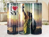 New York City Tumbler Wrap Digital Design 20oz Skinny Tumbler, Statue of Liberty PNG, I Love NY Travel Souvenir Gift thumbnail 1