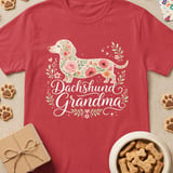 Floral Dachshund Grandma Tee thumbnail 4
