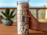 Keep the Faith Tumbler Wrap PNG | Christian Scrapbook Vintage Sublimation Design | Faith Over Fear Digital Seamless 20oz Skinny Tumbler thumbnail 4