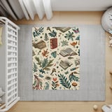 Books and Nature Blanket, Literary Blanket, Botanical Blanket, Cottagecore Throw Blanket, Reader Blanket, Gift for Bookworm, Cozy Blanket thumbnail 4