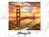 San Francisco Golden Gate Bridge Sunset Tumbler Wrap 20oz Skinny Seamless Design, California Cityscape Travel Digital Download PNG thumbnail 4